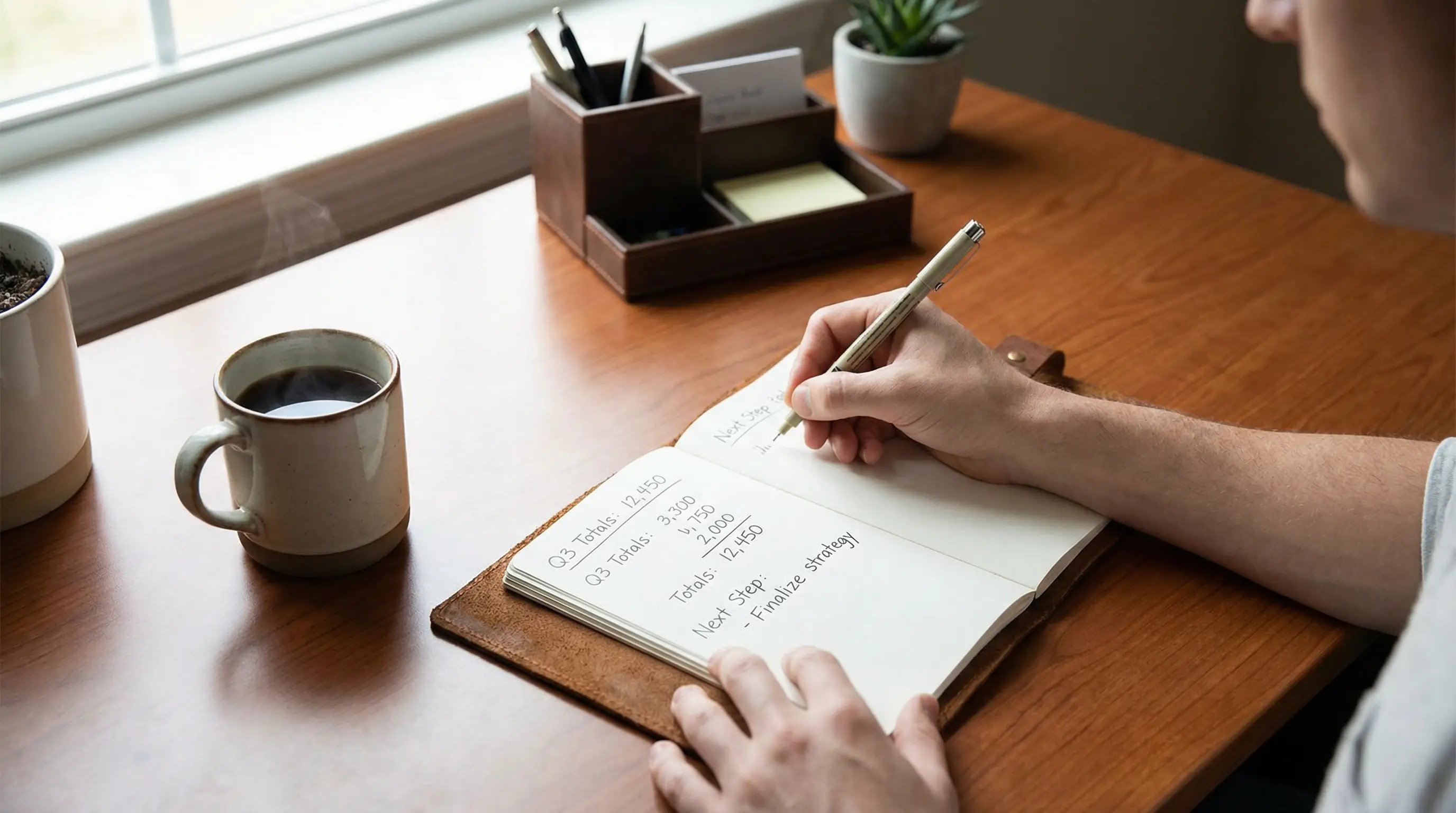 Persona tomando notas sobre estrategia de apuestas en un cuaderno